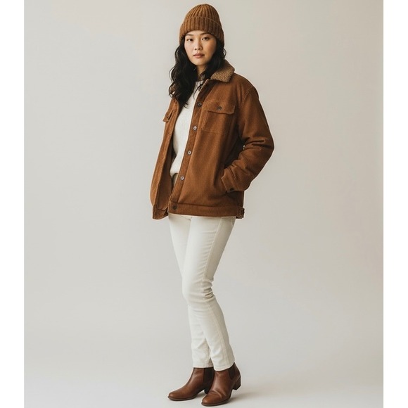 NEW Brown Corduroy XL Trucker‎ Shacket Cozy Fall Winter Outerwear - Picture 2 of 6